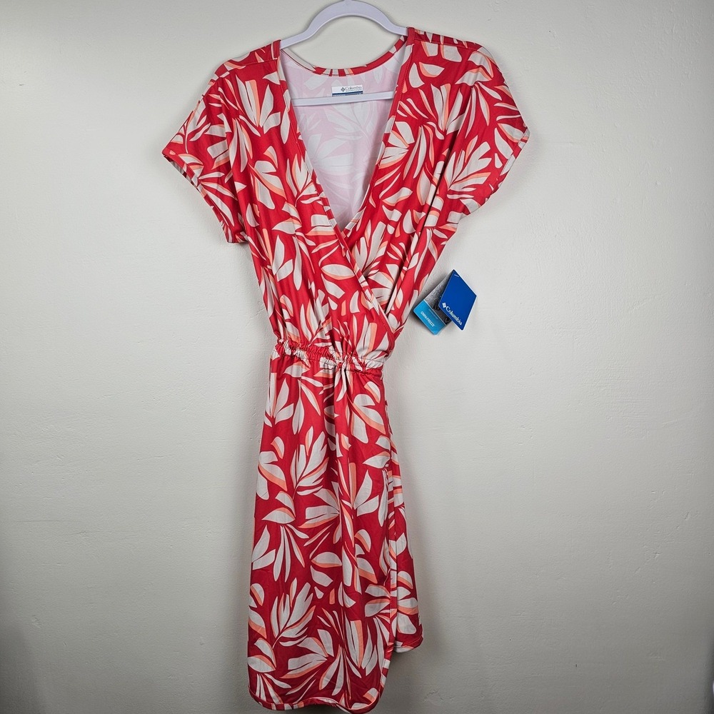 Columbia Beach Cover Up Wrap Dress Womens Large Red Omni-Freeze
